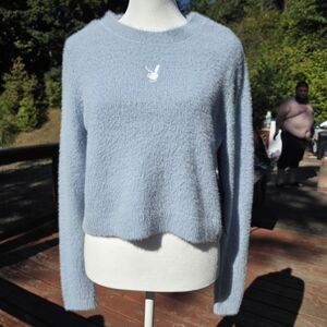 Playboy Women's Blue Fuzzy Sweater (SK-03)